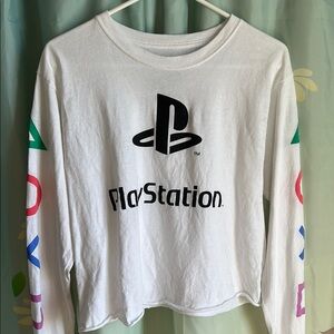 Sony PlayStation White Logo Long Sleeve T Shirt